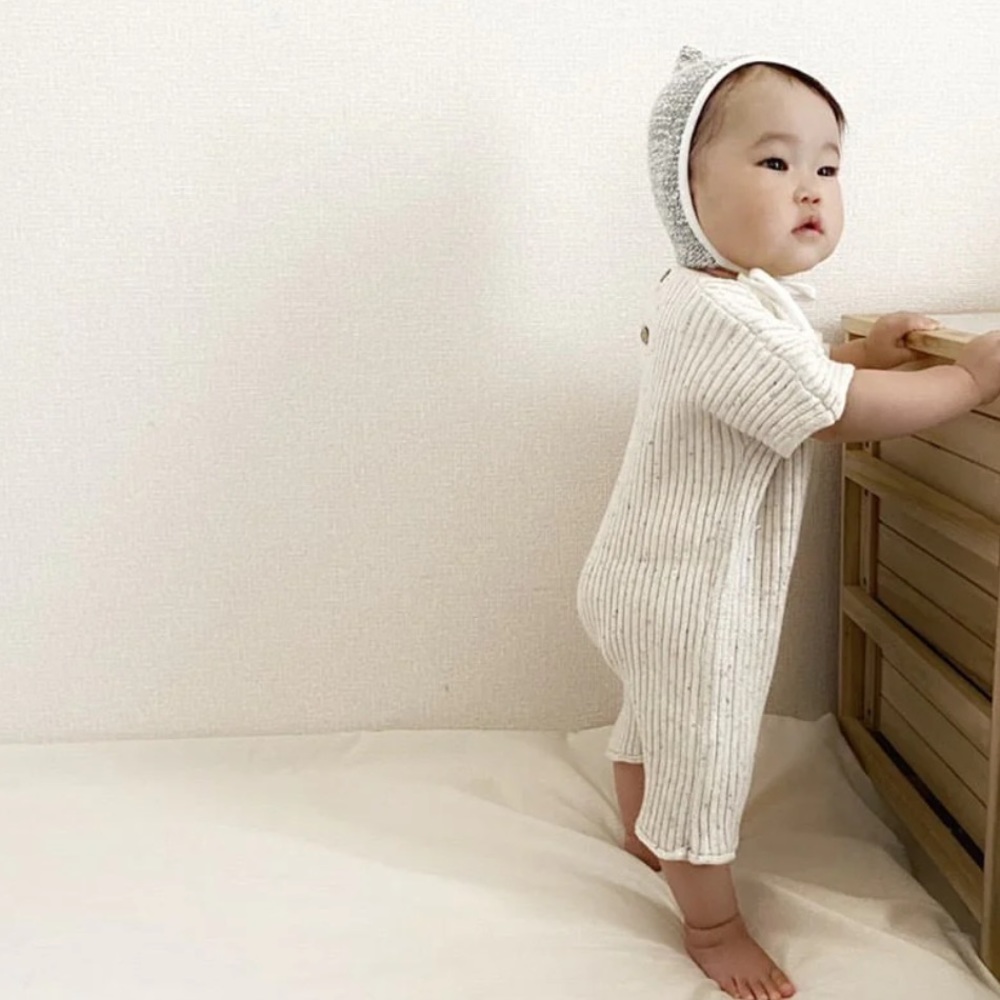 Oat Children Sprinkle Ribbed Knit Tee Playsuit